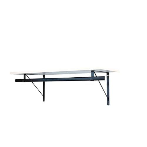 Custom Cut-to-Size Premium Wall-Mounted Shelf with Rod and Bracket Kit. 3/4" Thick Shelves, 14 inches deep. Customize the Length from 16" up to 72". - color: White - Black, size: 16 - 44