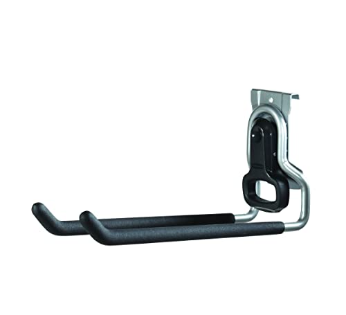 Rubbermaid FastTrack Garage Organization Multi-Purpose Hook, 50 lbs Capacity, Satin Nickel, Wall Mounted Storage System, Direct Mount into Rail for Home Organization - style: Multi-Purpose Hook
