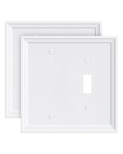 2-Pack Natural Bamboo Fiber Combo Blank/Toggle Light Switch Cover Plate - color: Pure White, size: 1 Blank/1 Toggle 2PK