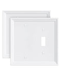 2-Pack Natural Bamboo Fiber Combo Blank/Toggle Light Switch Cover Plate - color: Pure White, size: 1 Blank/1 Toggle 2PK