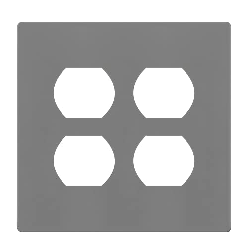 ENERLITES Screwless Double Duplex Outlet Covers Wall Plate, 1 Pack, Gray - color: Gray, size: Screwless