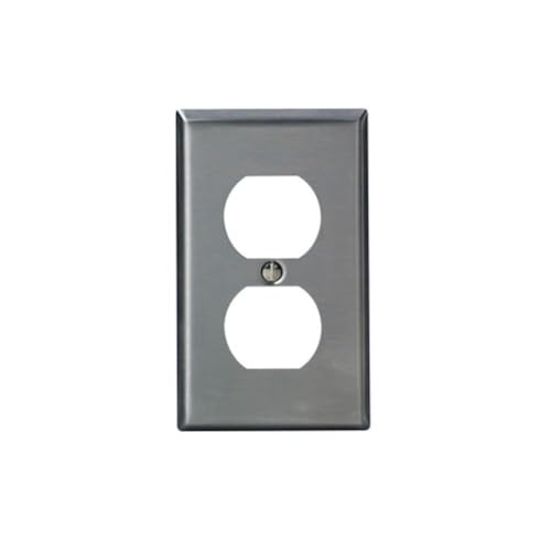 Leviton 1-Gang Duplex Device Receptacle Wallplate, Standard Size, Device Mount, Stainless Steel, 84003-40 - color: Stainless Steel, size: Pack of 1