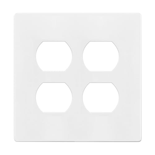 ENERLITES Screwless Double Duplex Outlet Covers Wall Plate, 1 Pack, White - color: White, size: Screwless