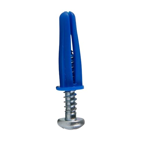 Skywalker Conical Anchor Kit 100-Pack – #8-1" Pan Head Screws with Blue Plastic Anchors & 3/16" Drill Bit – Wall Anchor Set – Made in USA - size: #8