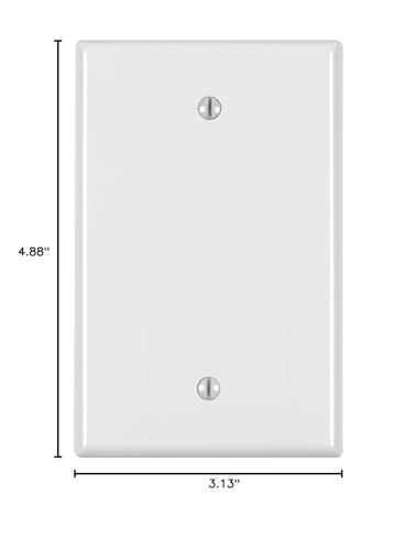 Leviton 1-Gang Blank Wallplate, Midway Size, PJ13-W, White - color: White