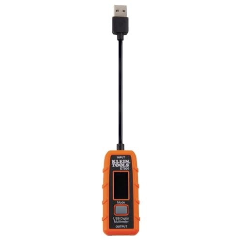 Klein Tools ET900 USB Power Meter, USB-A Digital Meter for Voltage, Current, Capacity, Energy Resistance - style: USB-A Meter