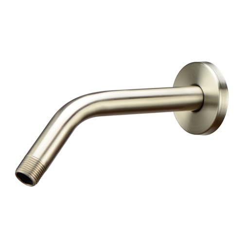 Purelux Shower Arm 8 Inches Universal Replacement Made of Stainless Steel, Brushed Nickel Finish Flange Included - color: Brushed Nickel, size: 8 Inches