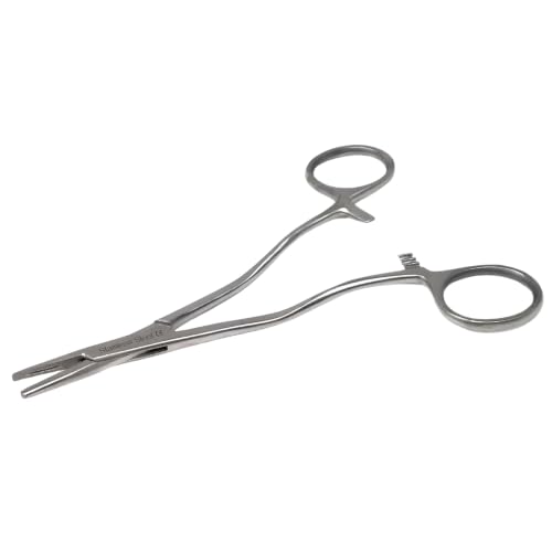 Mayo Hegar Needle Holder Driver with Cross Serrated Jaws Made of Stainless Steel Comes in Multi Position Locking Mechanism Clamping Pliers (5.5" Offset) - size: 5.5" Offset