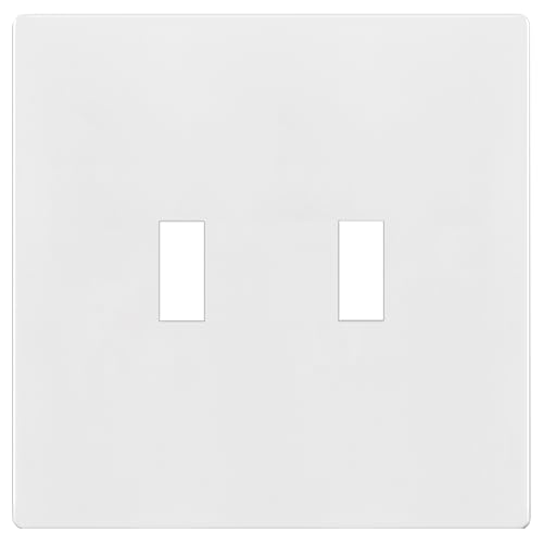 TG Mid-Size Screwless Double Toggle Light Switch Cover Plate, 2-Gang, White - color: White, size: 2 Gang