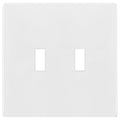 TG Mid-Size Screwless Double Toggle Light Switch Cover Plate, 2-Gang, White - color: White, size: 2 Gang
