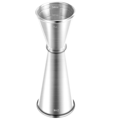Briout Double Cocktail Jigger for Bartending, 2OZ & 1OZ, Rolled Edge Silver - color: Frosted Silver, size: Rolled Edge-1oz/2oz-1PC