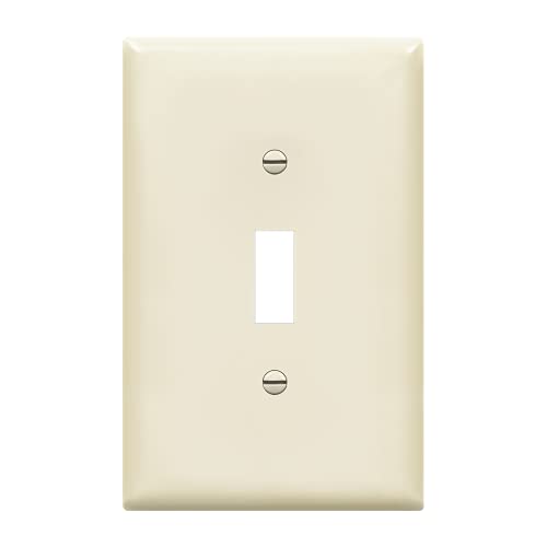ENERLITES Mid-Size Toggle Light Switch Wall Plate Cover, 1 Pack, White - color: Light Almond, size: Mid-Size