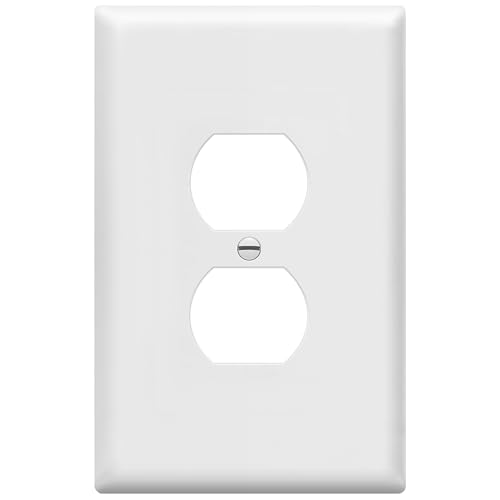 ENERLITES Duplex Receptacle Outlet Wall Plate, Jumbo Outlet Covers, Gloss Finish, Oversized 1-Gang 5.5" x 3.5", Polycarbonate Thermoplastic, 8821O-W, White - color: White, size: Over-Size