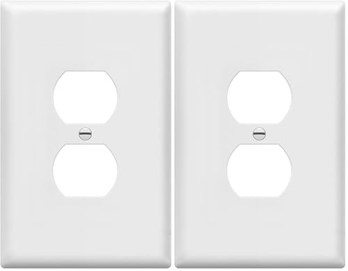 ENERLITES Duplex Receptacle Outlet Wall Plate, Jumbo Outlet Covers, Gloss Finish, Oversized 1-Gang 5.5" x 3.5", Polycarbonate Thermoplastic, 8821O-W, White (Pack of 2) - color: White, size: Over-Size (Pack of 2)