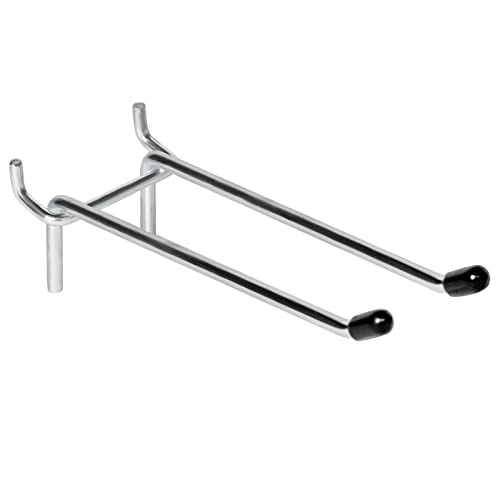 10 Pcs Pegboard Hooks, 6 Inch Peg Board Hooks, Pegboard Pegs Accessories with Rubber Tipped, Double Peg Hook Fit 1/4” Hole, Heavy Duty Tool Utility Hook for Hanging Tools, Bags and More