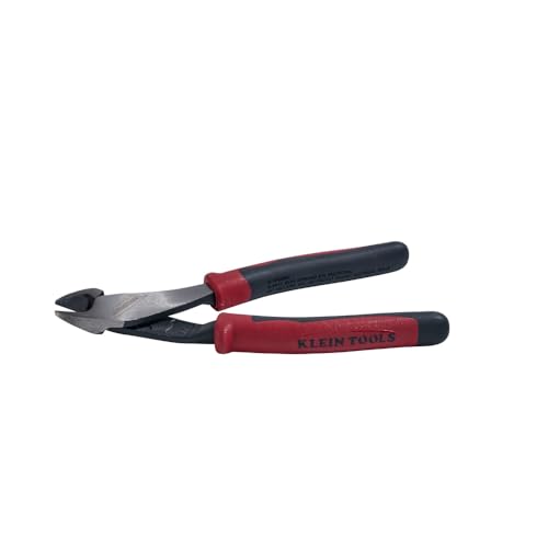 Klein Tools J248-8 Pliers, Made in USA, Diagonal Cutting Pliers with Angled Head, Short Jaws, High-Leverage Design, 8-Inch