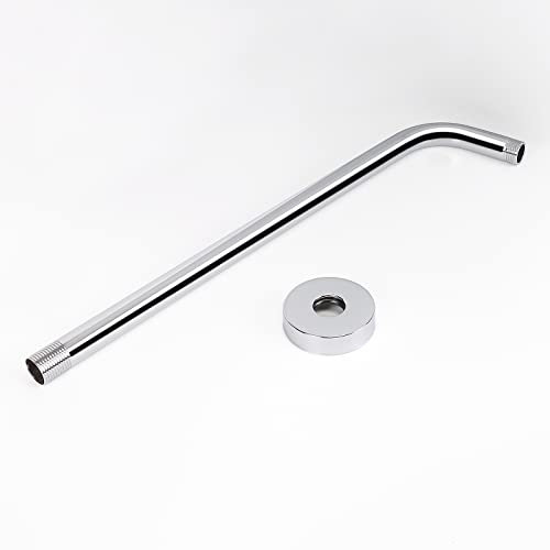 Shower Arm with Flange and Teflon Tape, Wall Mounted Shower Pipe 304 Stainless Steel Extension Arm for Fixed Shower Head & Handheld (15 Inch, Chrome) - color: Chrome, style: 15 Inch