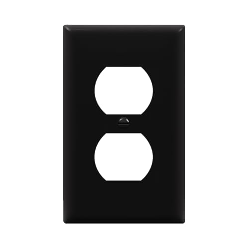 ENERLITES Duplex Receptacle Outlet Wall Plate, Size 1-Gang 4.50" x 2.76", Unbreakable Polycarbonate Thermoplastic, 8821-BK, Black - color: Black, size: Standard Size