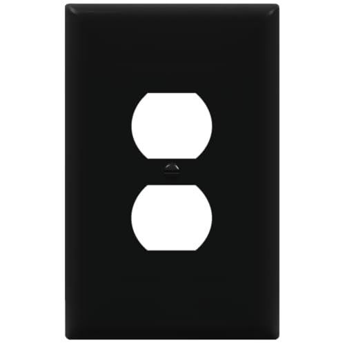 ENERLITES Oversized Duplex Outlet Covers, Jumbo Wall Plate, 1 Pack, Black - color: Black, size: Over-Size