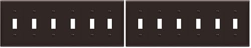 ENERLITES Six Gang Light Switch Wall Plate, Toggle Switch Plate, 6-Gang Standard Size 4.50" x 11.81", Unbreakable Polycarbonate Thermoplastic, 8816-BR, Brown (Pack of 2) - color: Brown, size: Standard Size (Pack of 2)