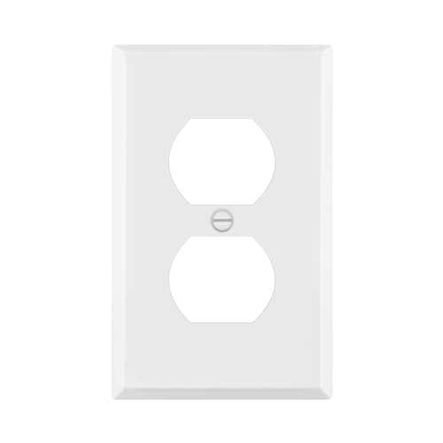 ENERLITES Duplex Receptacle Outlet Metal Wall Plate, 1-Gang, White Matte - color: White Matte, size: Standard Size