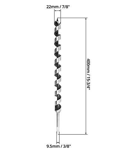 QWORK Auger Drill Bit for Wood, 7/8 Inch Diameter x 16 Inch Length, 3/8-Inch Hex Shank, Long Drill Bits - size: 7/8 x 16 inch