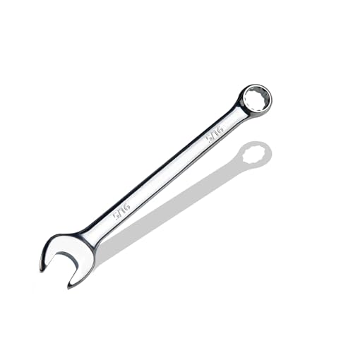 5/16" SAE Combination Wrench, CR-V Steel with Mirror Polish, 12-Point Design, 15-Degree Offset, Perfect for Auto Repair, Household, Car & Truck Emergency - size: 5/16"