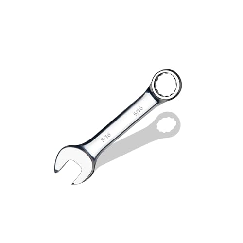 5/16" SAE Stubby Combination Wrench, CR-V Steel with Mirror Polish, 12-Point Design, 15-Degree Offset, Perfect for Auto Repair, Household, Car & Truck Emergency - size: 5/16"
