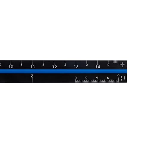 PEC tools Architectural Scale Ruler, 12" Laser-Etched Aluminum Imperial Triangular Drafting Tool