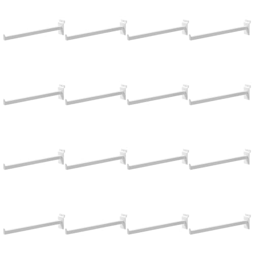 16 Pack Heavy Duty Tube Slatwall Shelf Brackets, Metal Tubular Slat Wall Brackets with Lip, Slatwall Accessories for Garage, Retail, and Home Storage - size: 14 Inch, style: White