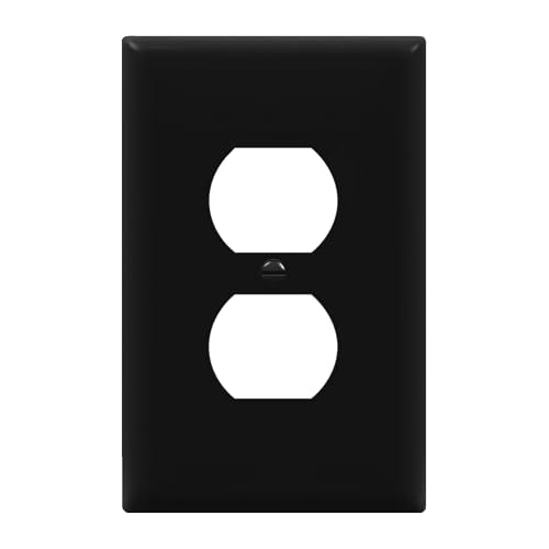 ENERLITES Mid-Size Duplex Outlet Covers Wall Plate, 1 Pack, Black - color: Black, size: Mid-Size
