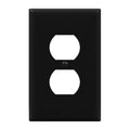 ENERLITES Mid-Size Duplex Outlet Covers Wall Plate, 1 Pack, Black - color: Black, size: Mid-Size