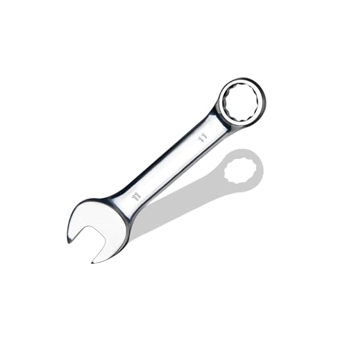11 mm Metric Stubby Combination Wrench, CR-V Steel with Mirror Polish, 12-Point Design, 15-Degree Offset, Perfect for Auto Repair, Household, Car & Truck Emergency - size: 11 mm