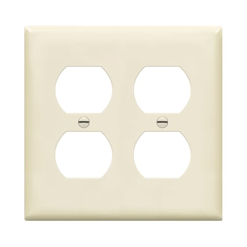 Enerlites 8822-LA Duplex Receptacle Outlet Wall Plate, Standard Size 2-Gang, Polycarbonate Thermoplastic, Light Almond - color: Light Almond, size: Screw