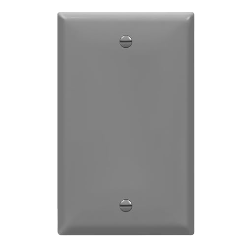 ENERLITES 8801-GR Blank Cover Wall Plate, Size 1-Gang 4.50" x 2.76", Polycarbonate Thermoplastic, 8801-GY, Gray, Screw - color: Gray, size: Standard