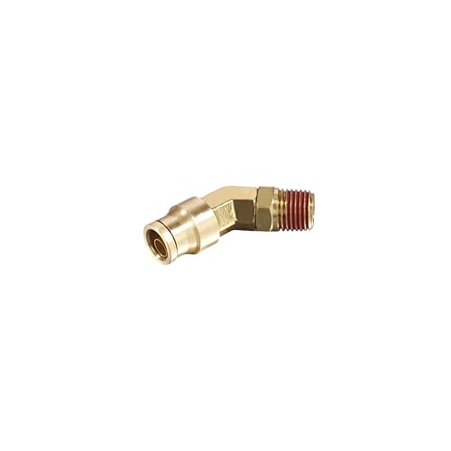 45° Swivel Elbow Push-to-Connect Fittings, 5PCS Brass C36000 Male Elbow Connectors for Nylon Tubing in Pneumatic Systems (1/4"OD x 1/8" NPT) - size: 1/4"OD x 1/8" NPT