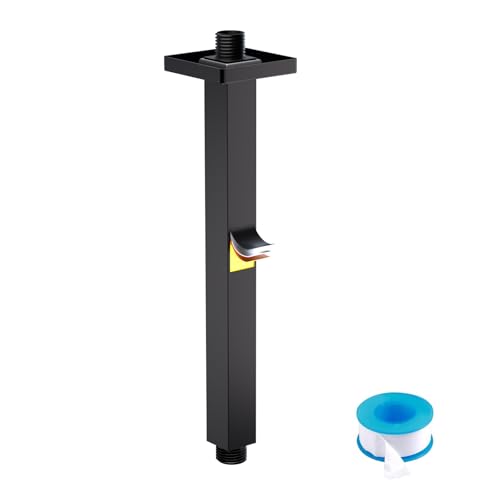 Enga Brass 12-Inch Ceiling Mount Shower Arm (Black) - color: Matte Black, style: 12 Inch