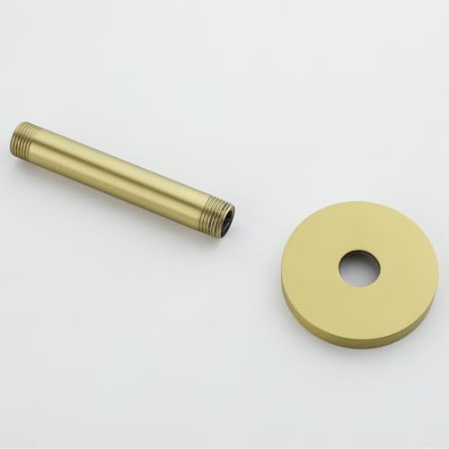 Wall Mounted Stainless Steel Shower Arm Shower Head Extension Pipe Bathroom Accessories 4 Inch Brushed Gold,SW-RD91038-4BG. - color: Circular Flange-4" Brushed Gold