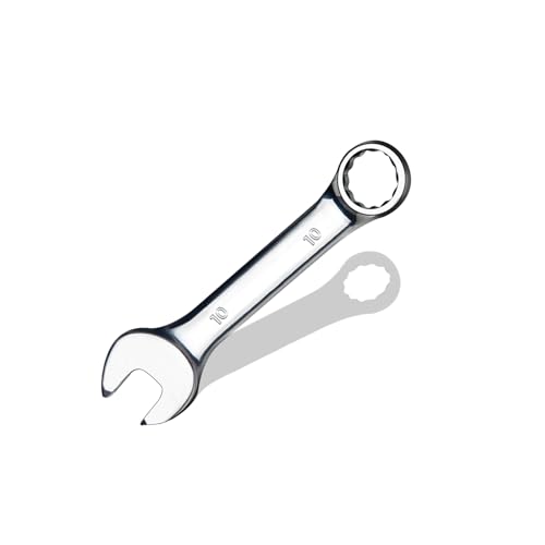 10 mm Metric Stubby Combination Wrench, CR-V Steel with Mirror Polish, 12-Point Design, 15-Degree Offset, Perfect for Auto Repair, Household, Car & Truck Emergency - size: 10 mm