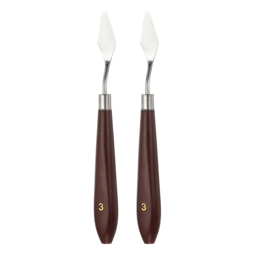 HARFINGTON 2pcs Palette Knife Painting Tool 1.46" x 0.63" Stainless Steel Art Spatula Pallet Knives Scrapers Tools with Plastic Handle for Acrylic Oil Canvas Mixing Spreading, Red/Silver - size: 1.46" x 0.63"