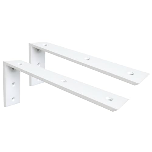 WINKER Countertop Support Bracket 2 Pack Heavy Duty 3/8" Thick Hidden L Shelf Bracket 16" x 6" x 2.5" Metal Corbels for Quartz/Granite/Wood/Concrete/Laminate Countertops, White - size: 16″x6″x2.5″-3/8" thick, style: White-2Pack