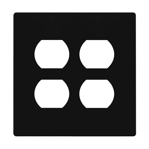 ENERLITES Screwless Double Duplex Outlet Covers Wall Plate, 1 Pack, Black - color: Black, size: Screwless