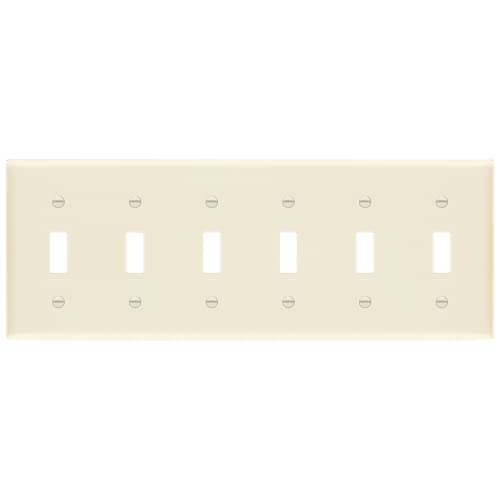 ENERLITES Six Gang Light Switch Wall Plate, Toggle Switch Plate, Glossy, 6-Gang Mid-Size 4.88" x 12.22", Unbreakable Polycarbonate Thermoplastic, 8816M-LA, Light Almond - color: Light Almond, size: Mid-Size