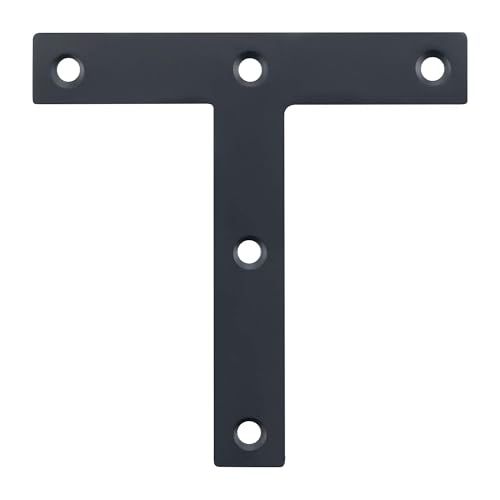 SAYAYO T Brace, 120x120mm (5" x 5") T Brackets Mending Plate Flat Repair Plates Joining Bracket Brace, Stainless Steel Matte Black, 6 Pcs - color: Black, size: 120x120mm-6pcs, style: T Shape