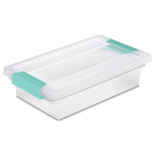 Sterilite Small Clip Box, Stackable Small Storage Bin with Latching Lid, Plastic Container to Organize Office, Crafts, Clear Base and Lid, (Pack of 6) - size: Small, style: 6 Pack