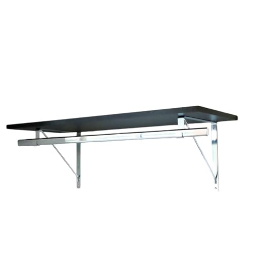 Custom Cut-to-Size Premium Wall-Mounted Shelf with Rod and Bracket Kit. 3/4" Thick Shelves, 14 inches deep. Customize the Length from 16" up to 72". - color: Black - Chrome, size: 16 - 44