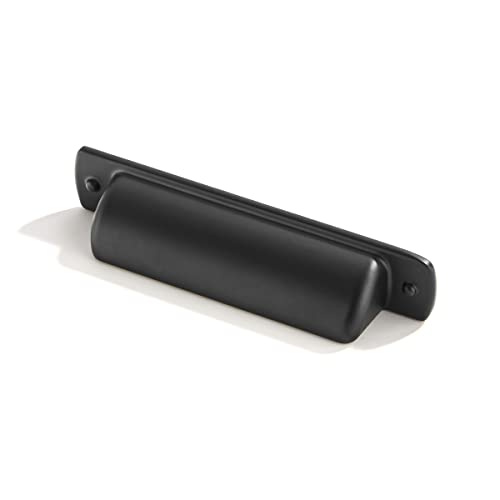 khtumeware 10 Pack 3-3/4" Drawer Pulls Matte Black Modern Kitchen Cabinet Hardware Cup Pulls - color: Matte Black, size: Cup Pulls 3-3/4" Hole Center