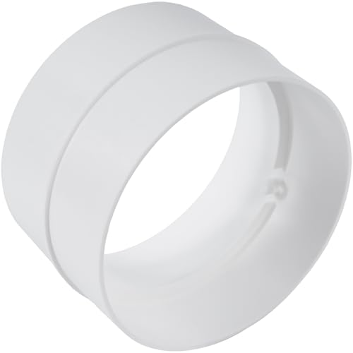 4 Inch Duct Connector - Round White Plastic Vent Pipe Connector, Extender - Flexible Dust Hose or Straight Dryer Pipe Coupling and Extension - HVAC Intake/Exhaust Ventilation Fitting Adapter - size: Ø 4" Inch - 1Pack