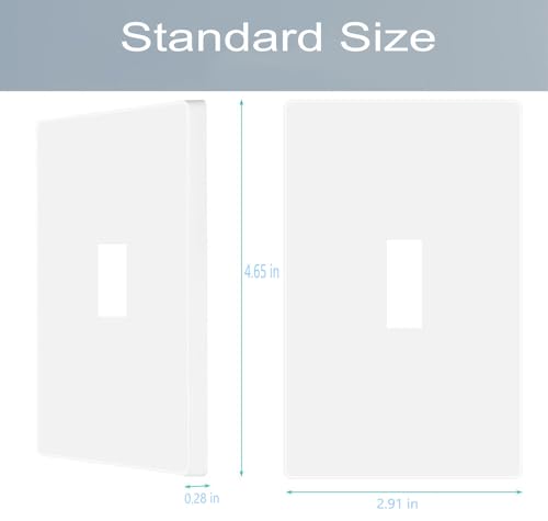 1-Gang Screwless Toggle Switch Wall Plate Cover Toggle Switch Outlet Electrical Faceplate for Light Switch, Receptacle, Dimmers, USB Outlet, GFCI, Child Safe Cover Plate, White (10-Pack) - color: Single Toggle-White, size: 10 Pack