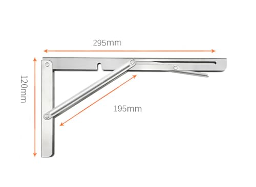 Folding Shelf Brackets, Max Load 330 lb, Heavy Duty Stainless Steel Collapsible Wall Mounted Shelf Brackets for Table, Space Saving DIY Bracket, Pack of 2 (Silver, 2packs 12 Inch) - size: 2packs 12 Inch